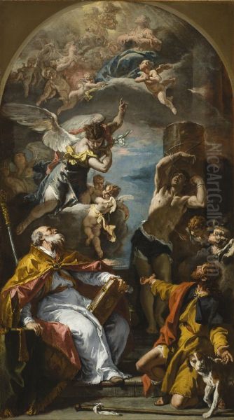 A Glory of the Virgin with the Archangel Gabriel and Saints Eusebius, Roch, and Sebastian - view 1