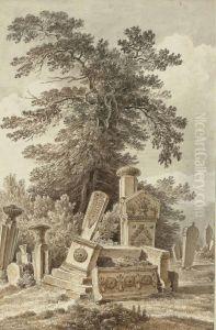 Steles En Ruine Dans Un Cimetiere D'orient
