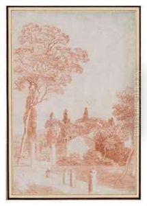 Villas In A Wooded Landscape by Louis Francois Cassas