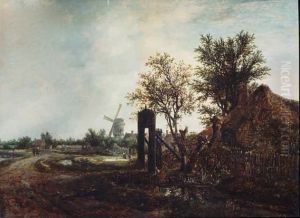 Landscape with a Cottage and a Windmill by Jacob Van Ruisdael