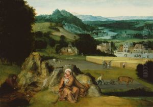 Rest on the Flight into Egypt  and the Miraculous Field of Wheat by Joachim Patinir