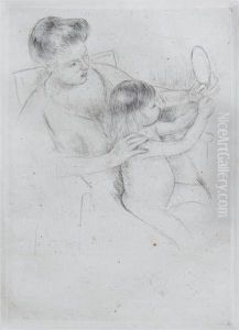 Looking Into The Hand Mirror #2 by Mary Cassatt