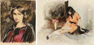Portrait De L'ecrivain Anne Marie Goulinat by Roger Casse