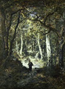 Forest Interior with Wood Gatherer by Narcisse Virgilio Diaz