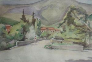 Paysage Au Pont by Roger Casse