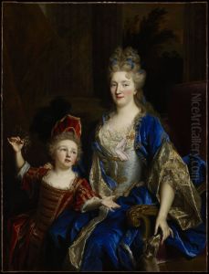 Portrait of Catherine Coustard (1673-1728), Marquise of Castelnau, Wife of Charles-Leonor Aubry (1667-1735) with her Son Leonor (1695-1770) by Nicolas de Largilliere