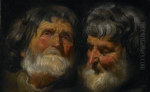 Two Studies of the Head of an Old Man by Jacob Jordaens