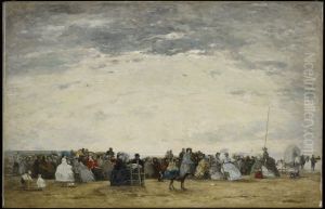 Vacationers on the Beach at Trouville by Eugene Louis Boudin