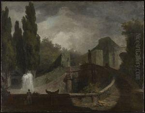 The Grand Staircase of the Villa d'Este at Tivoli by Jean-Honore Fragonard