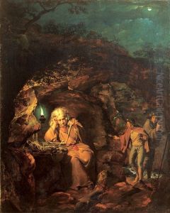 A Philosopher by Lamp Light. by Joseph Wright of Derby