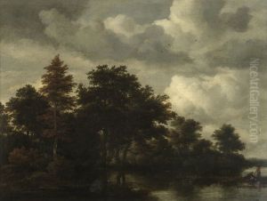 A Woodland landscape with figures by a river A Woodland landscape with figures by a river