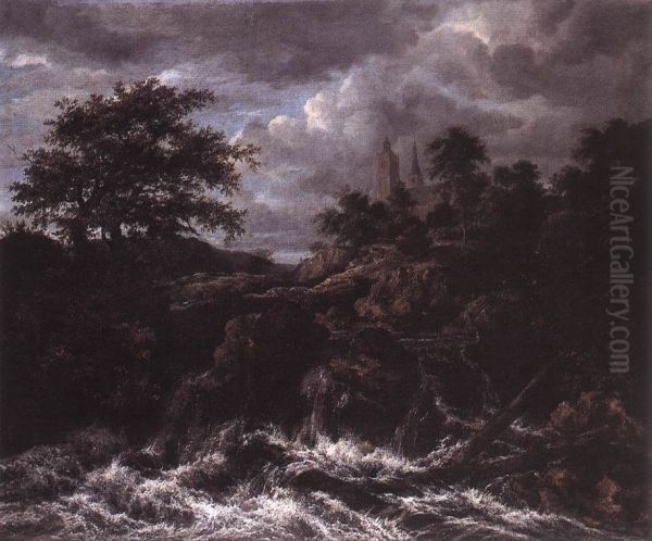 Waterfall by a Church - view 1