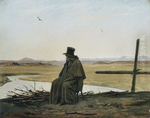Un voyageur dans les environs d'Acqua Acetosa by Martinus Rorbye
