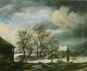 Winterlandschaft mit beschneiter Baumgruppe by Jacob Van Ruisdael