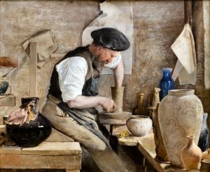 Herman Kahler in his Workshop by Laurits Andersen Ring