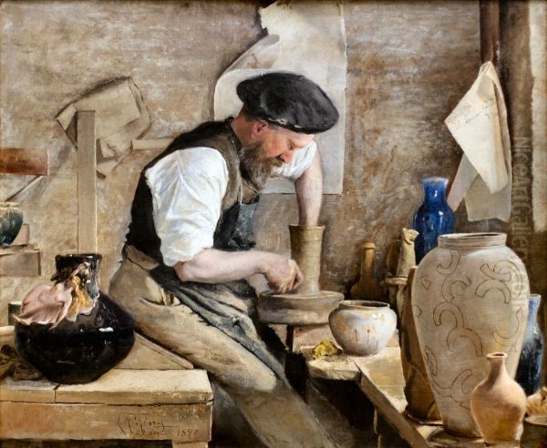 Herman Kahler i sit vaerksted - view 1