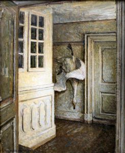 Interior with a dead swan by Viggo Johansen