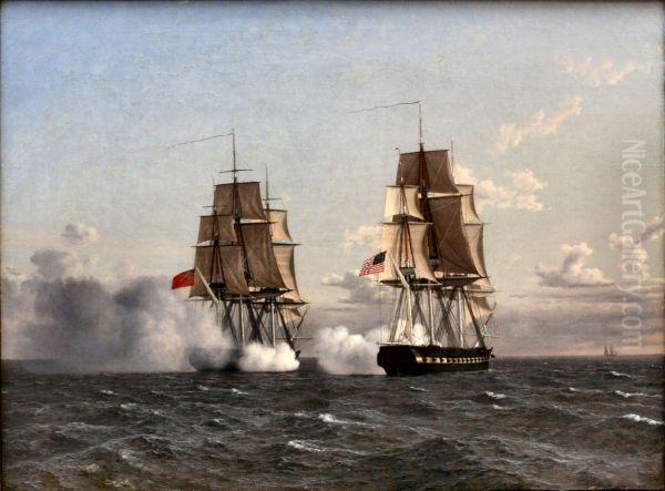 Kamp mellem den engelske fregat,Shannon'og den amerikanske fregat,Chesapeak' - view 1