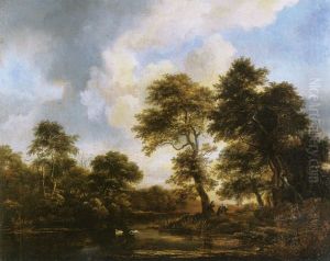Forest Lake with two Swans