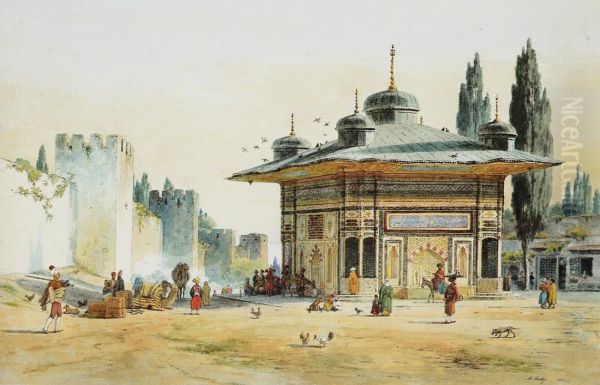 Sultans Ahmet III's Fountain by the Gate of the Seraglio in Constantinople - view 1