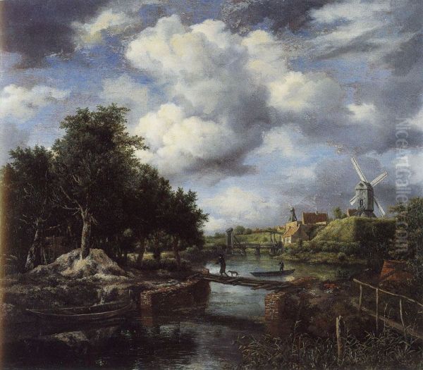 Landscape with a Windmill near a Town Moat - view 1
