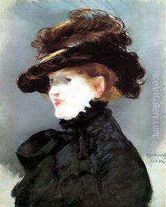 Mery Laurent au chapeau noir by Edouard Manet