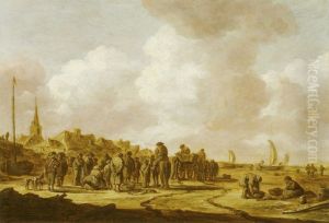 Selling fish at the Beach of Scheveningen by Jan van Goyen