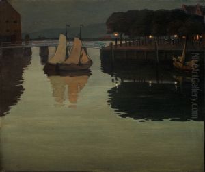 Quiet Evening in the Harbor at Hoorn by Johan Rohde