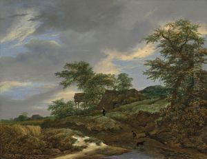 Dune landscape with a house and a dove cote by Jacob Van Ruisdael