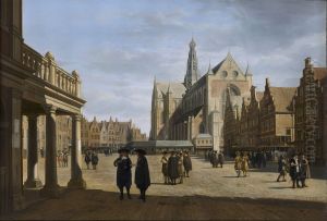 Grote Markt in Haarlem with view of the Grote Kerk of St.-Bavokerk