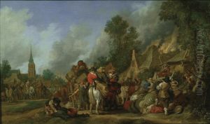 De plundering van een dorp by Pieter De Molijn