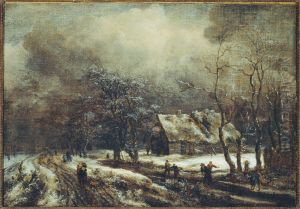 Winter Landscape with Ice Skating by Jacob Van Ruisdael