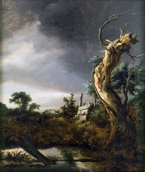 Landschap met dode boom bij opkomende storm, 1649 - view 1