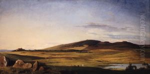 Zealand Landscape. View from Bjerreso Mark towards Vejrhoj and Dragsholm Manor