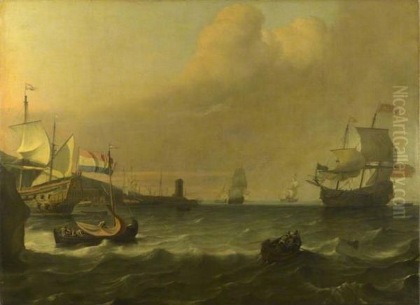 Dutch Men-of-war entering a Mediterranean Port - view 1