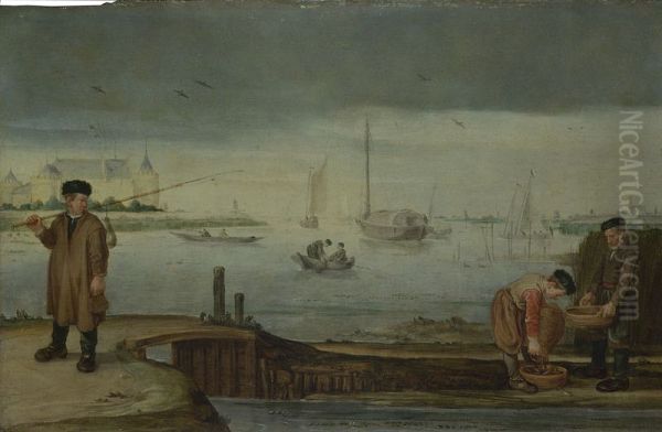 Fishermen near Muiden Castle - view 1