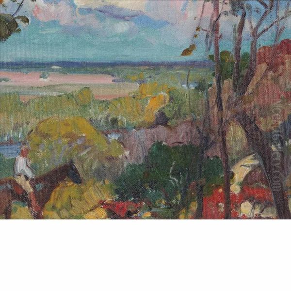 Horse And Rider In A Landscape - view 1