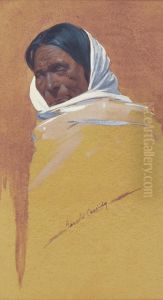 Indian In Taos Blanket by Ira Diamond Gerald Cassidy