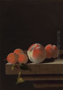 Stilleven met perziken en abrikozen by Adriaen Coorte