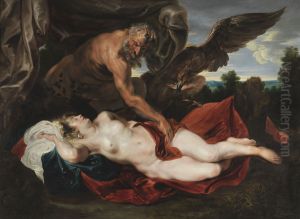 Jupiter, disguised as a satyr, approaches the sleeping Antiope by Sir Anthony Van Dyck
