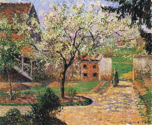 Plum Trees in Blossom, Eragny - view 1