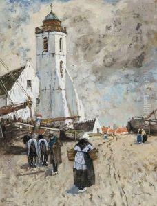 Une Vue Anime A Katwijk Aan Zee by Hendrick, Henri Cassiers