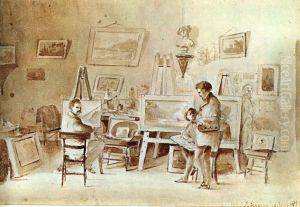 Fritz Melby and Pissarro in their atelier in Carracas
