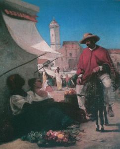 Market scene at the Plaza Mayor, Caracas by Camille Pissarro
