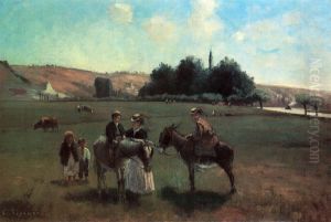 Promenade en anes a La Roche-Guyon by Camille Pissarro