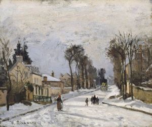 Route de Versailles a Louveciennes, effet de neige by Camille Pissarro