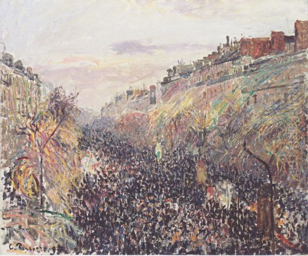 Faschingsdienstag auf dem Boulevard Montmartre bei Sonnenuntergang - view 1