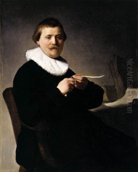 Man Sharpening a Quill - view 1