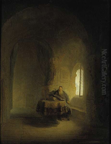 An Old Scholar Near a Window in a Vaulted Room - view 1