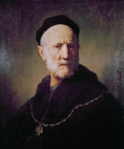 Bust of a man with a cap and golden chain
